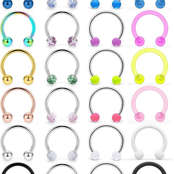 Elegant and Safe Septum Jewelry Set - 24PCS Mixing Sizes 20G-16G for Men & Women - Picture 1 of 7